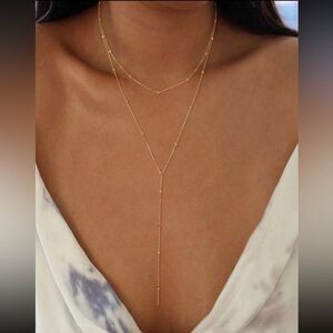 Gold ball drop necklace #1042